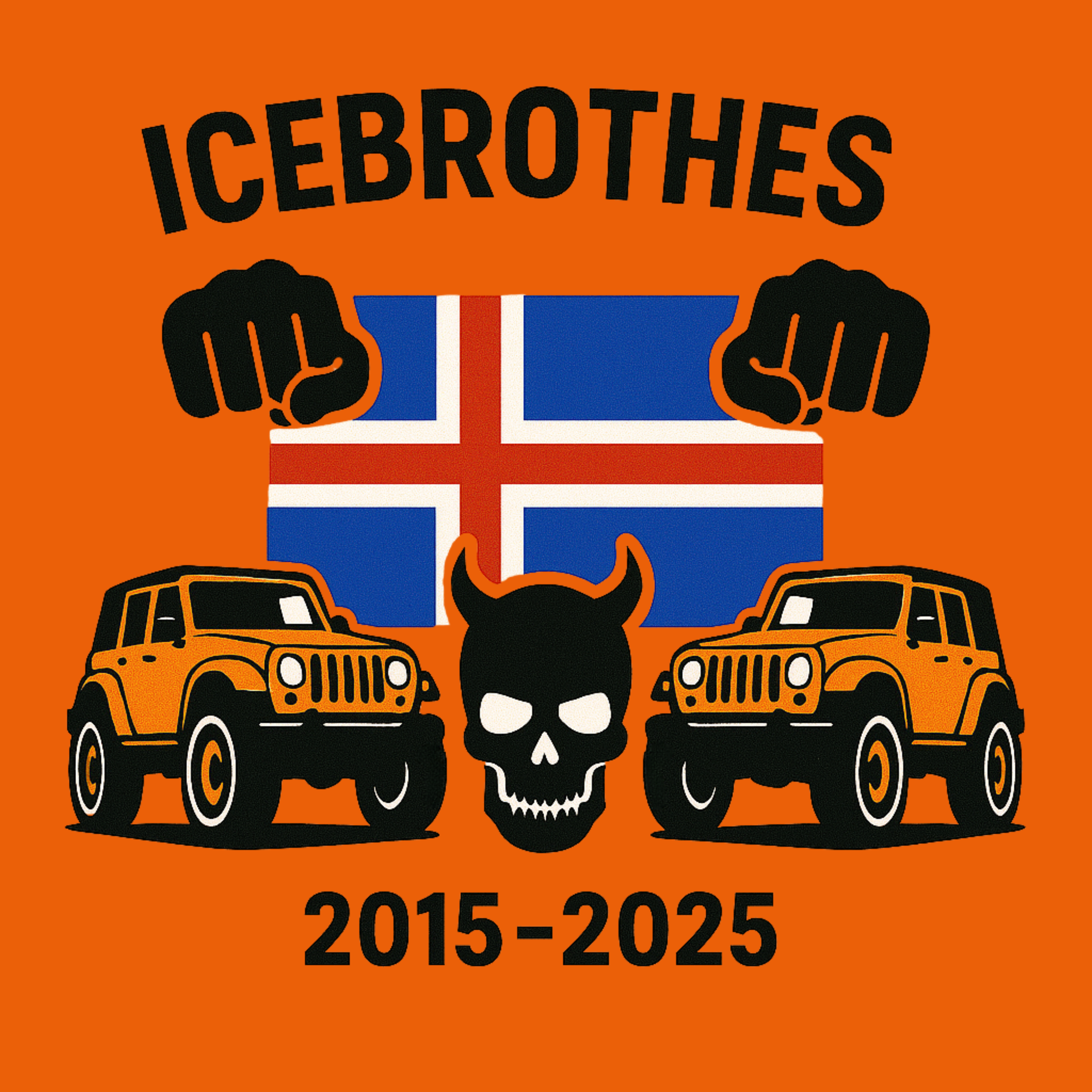 Icebrothes 10 ára afmælismerkið í appelsínugulu